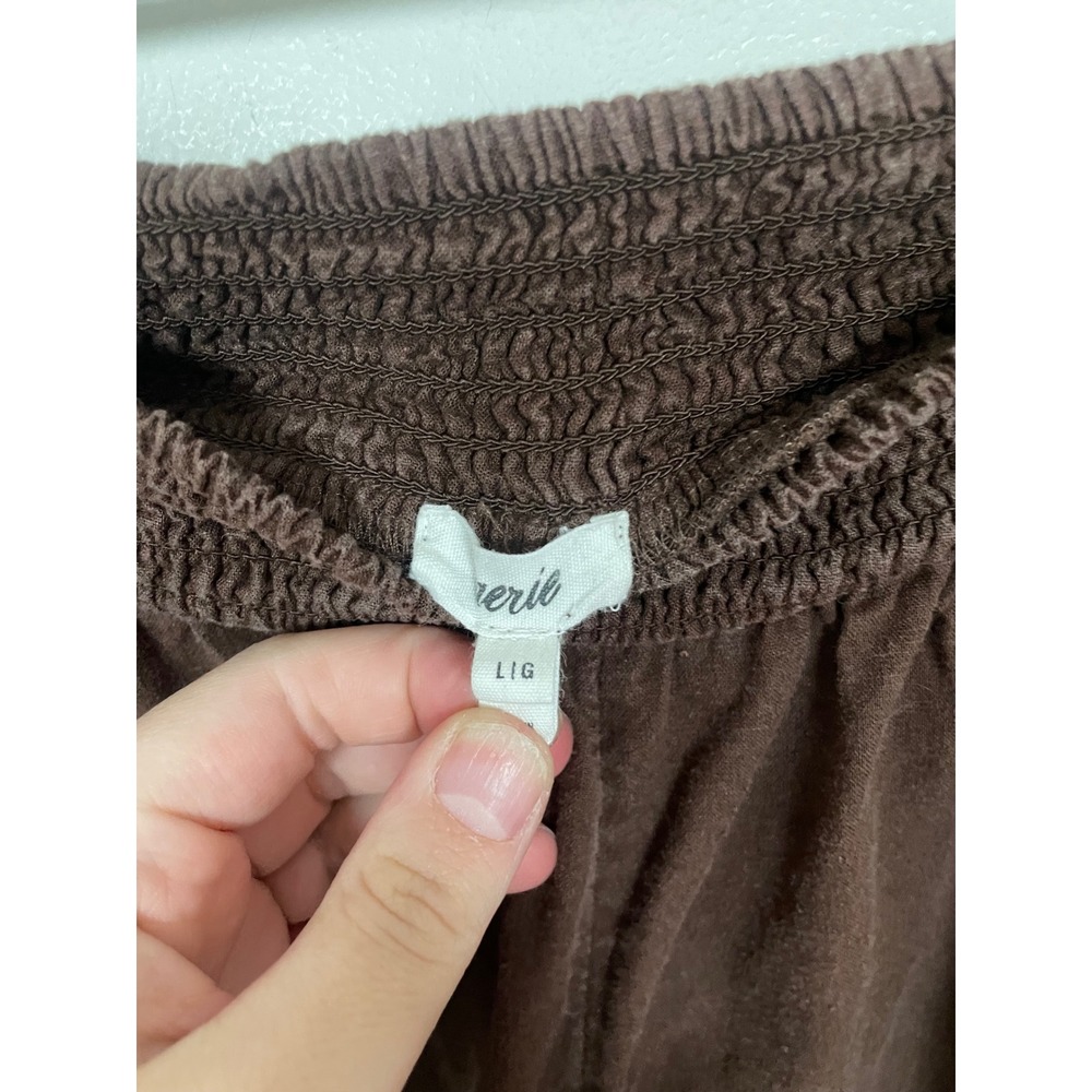 Aerie Wide Leg Pull on Casual Pants in Chocolate Brown Size Large Casual Beach - Picture 9 of 11